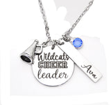 Custom Cheerleader necklace with custom name and crystal! You customize it!