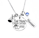 Custom Cheer Captain necklace, high school cheerleader, gift for girl, dance team, cheer, megaphone, cheerleader gift, coach gift