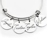 Personalized name bangle bracelet, stainless steel bracelet, mothers day gift, mom bracelet, gift for mothers, kids names
