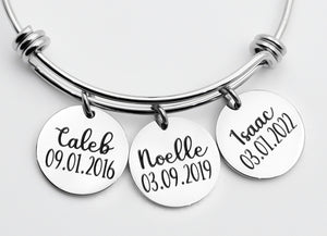 Personalized Mother's bangle bracelet, stainless steel bracelet, mothers day gift, mom bracelet, gift for mothers, kids names