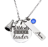 Custom Cheerleader necklace with custom name and crystal! You customize it!