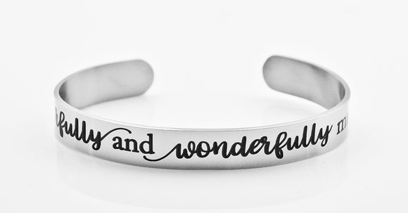 fearfully and wonderfully made, Psalm 139:14 - bracelet, personalized cuff, faith, custom bracelet, gift for girl, bible verse