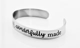 fearfully and wonderfully made, Psalm 139:14 - bracelet, personalized cuff, faith, custom bracelet, gift for girl, bible verse