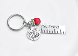 Teacher key chain, gift for Teacher, keychain personalized, ruler with teachers name, Teach love inspire,  stainless steel