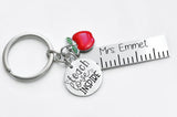 Teacher key chain, gift for Teacher, keychain personalized, ruler with teachers name, Teach love inspire,  stainless steel