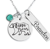 Nana Bear necklace, personalized necklace with name and crystal