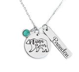 Nana Bear necklace, personalized necklace with name and crystal