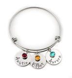 Bracelet with kids names and crystals, mothers, grandma, nana