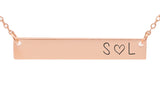 Custom bar necklace with initials and heart, best friends, couples necklace, rose gold, silver and yellow tone.