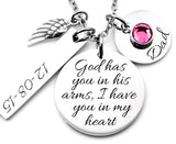 Engraved Memorial necklace, God has you in his arms - Memorial Gift - personalized memorial gift - Remembrance Necklace - loss - bereavement - Dad - Mom