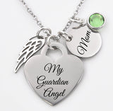 My Guardian Angel, Dad, Mom, or name,  memorial necklace, loss of loved one, dad, mom memorial